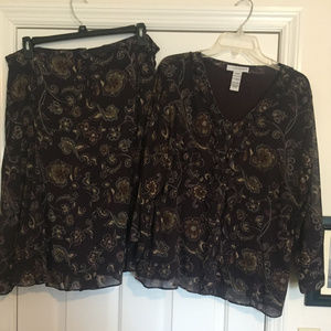Sag Harbor Skirt and Blouse  2 pc Set - Size XL